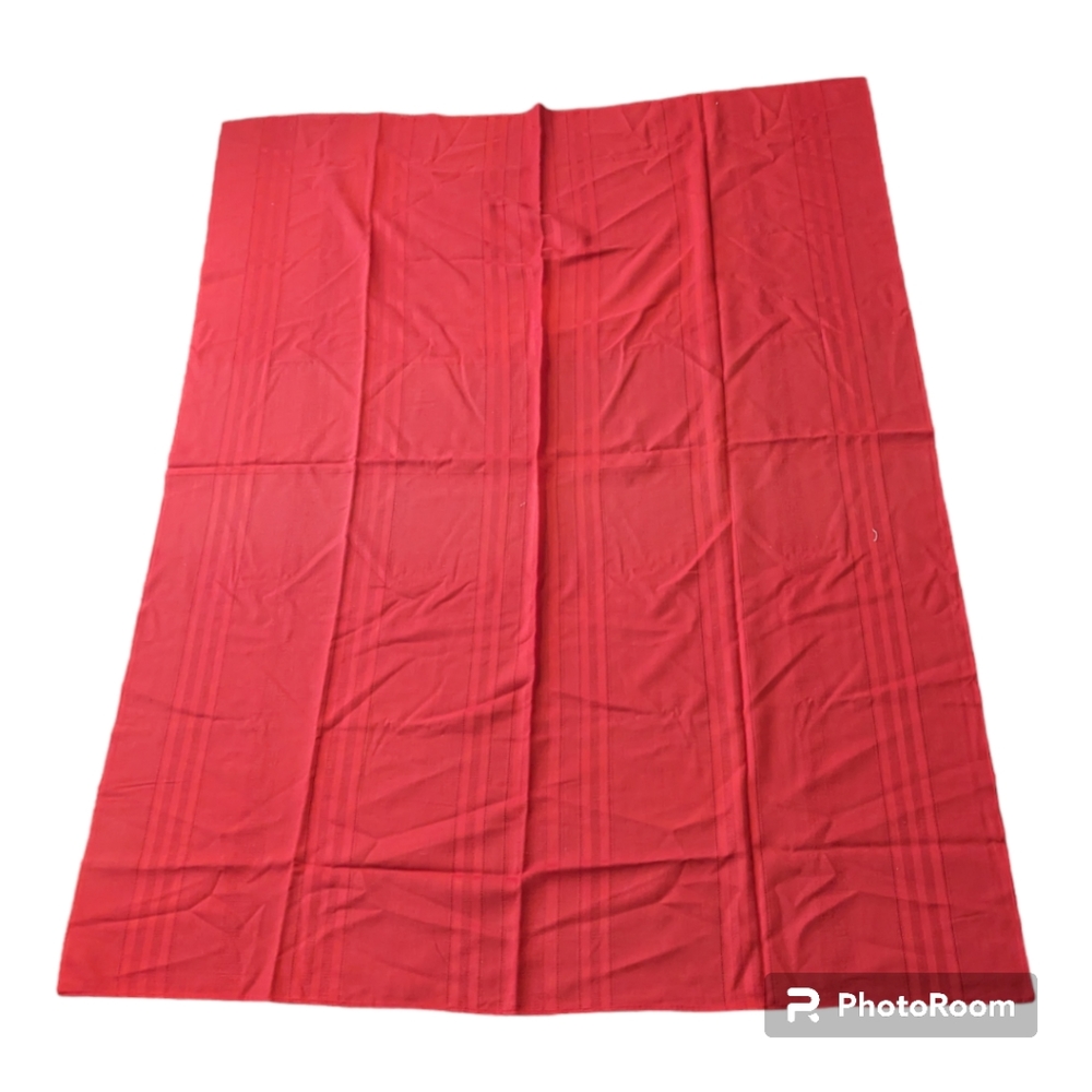 Vintage Red Rectangular Tablecloth. 66x51